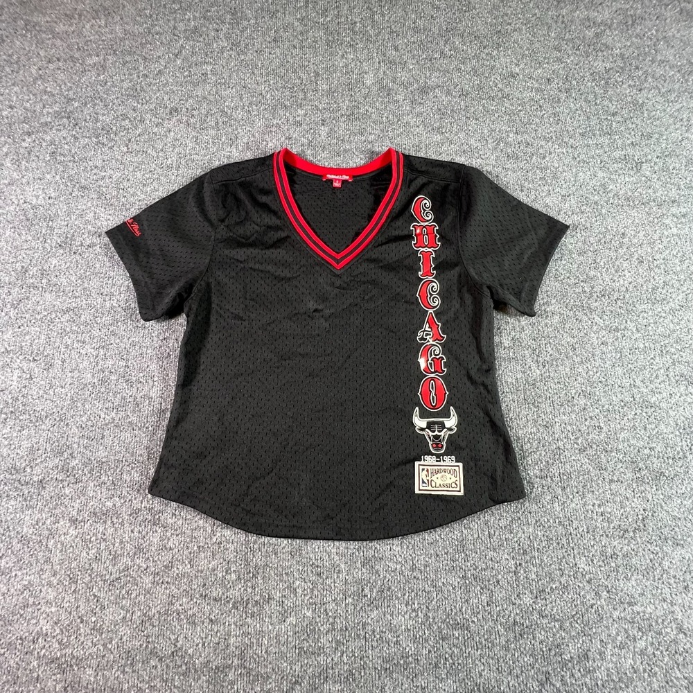 Mitchell & Ness Chicago Bulls Jersey Womens Small Black Mesh Hardwood Classics